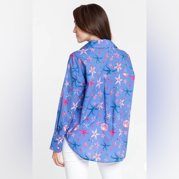 NWT HINSON WU Larissa Long Sleeve Seashell Print Shirt - Picture 4 of 10